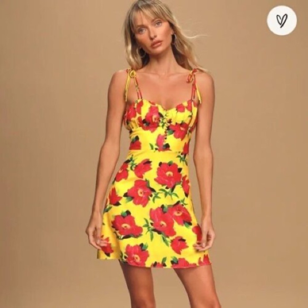 Kourt Floral Yellow Mini Dress